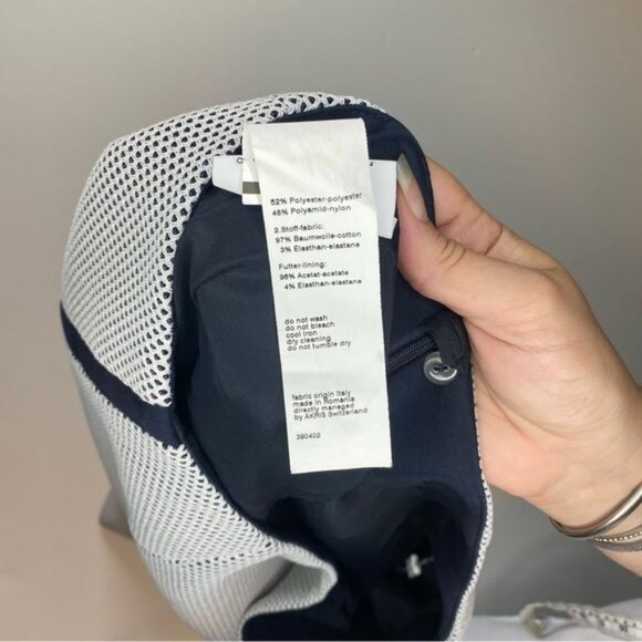 Akris Punto White Mesh Pencil skirt with black stripe Size 12 - Picture 4 of 9